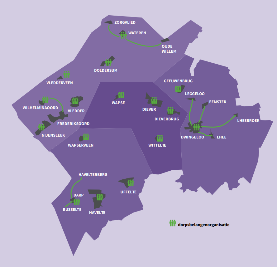 Dorpsbelangenorganisaties kaart gemeente Westerveld