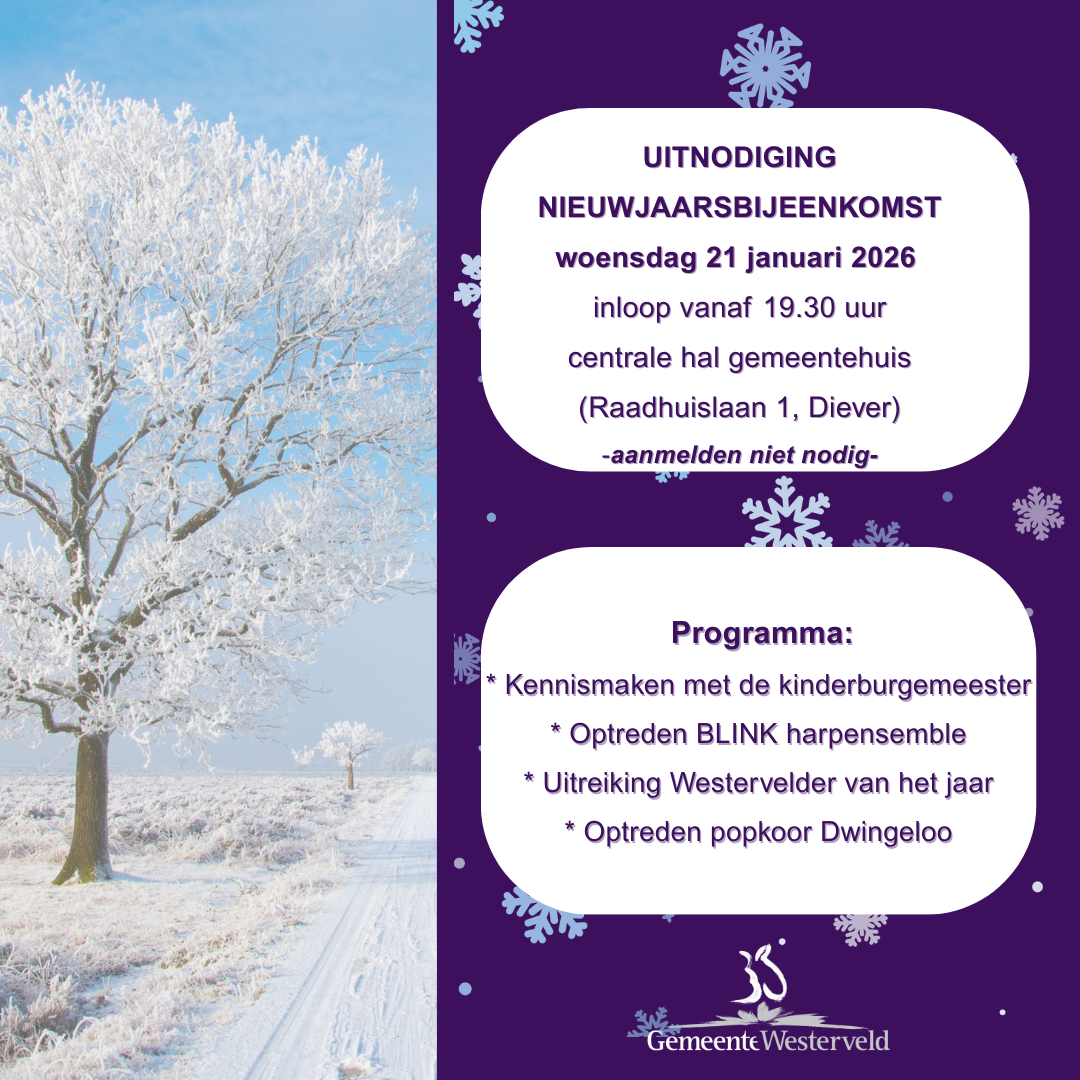 Uitnodiging Nieuwjaarsbijeenkomst en Westervelder van het Jaar 2026