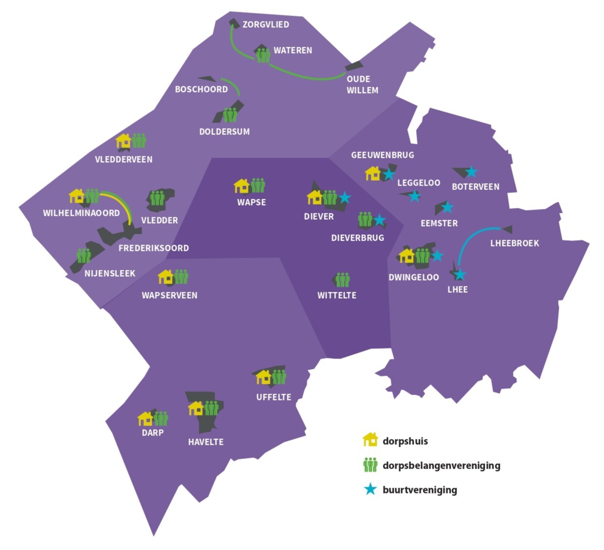 kaart met dorpshuizen dorpenbeleid 2026